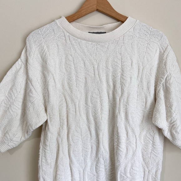 Oversized Vintage Liz Baker Essentials Ivory Textured Knit Top - Picture 6 of 7